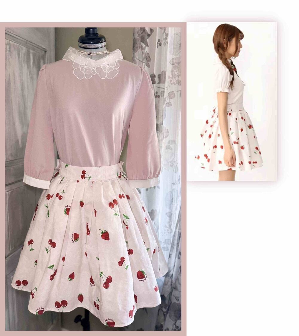 Ank Rouge LacyCherryBerry Ribbon Skirt Tocco Closet Top Himekaji Coquette Gyaru